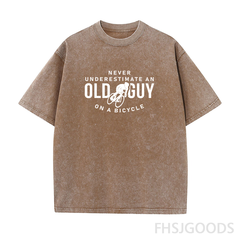Never Underestimate An Old Guy on A Bicycle Unisex Distressed T-Shirt