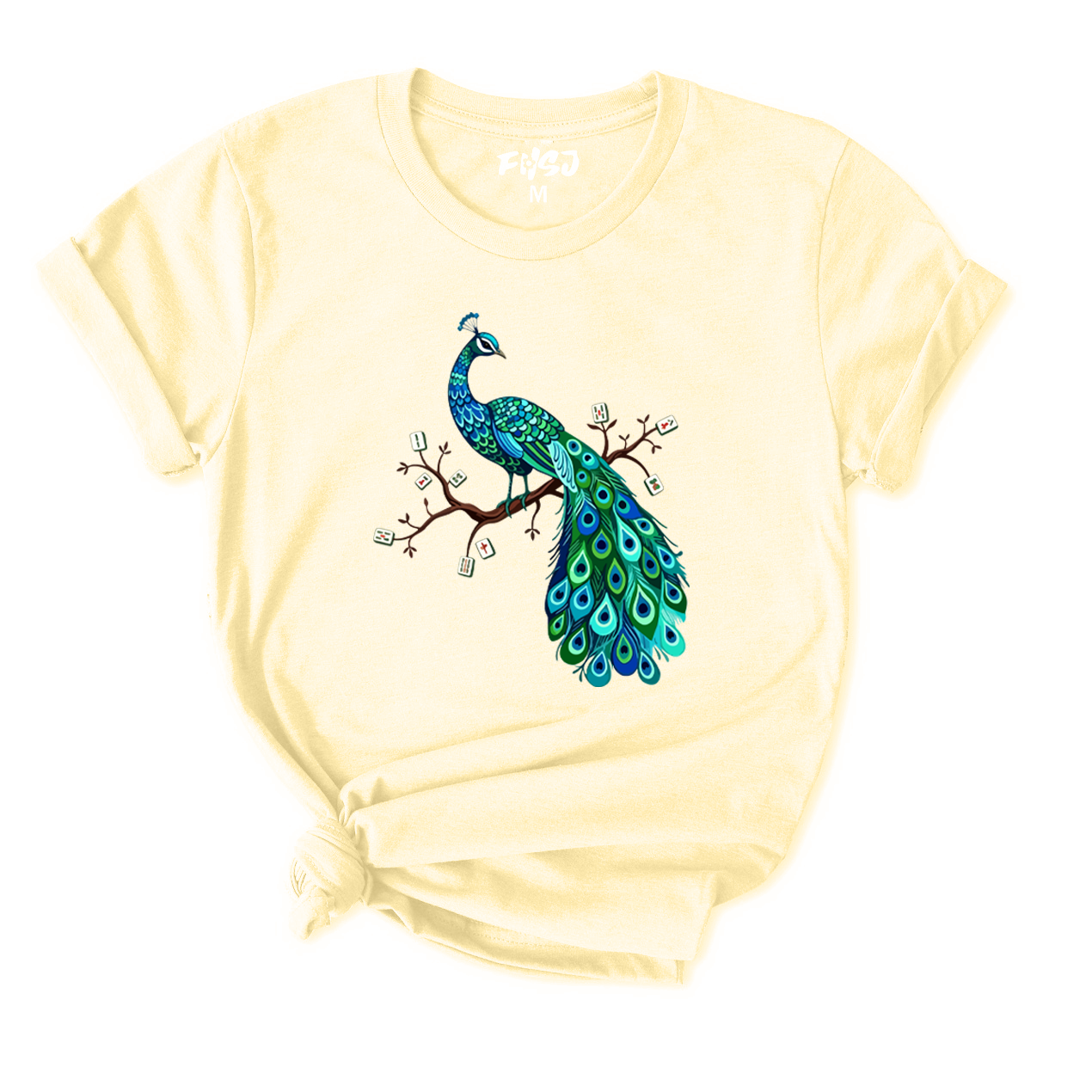 Mahjong Bird on Tile Branch T-Shirt for Women
