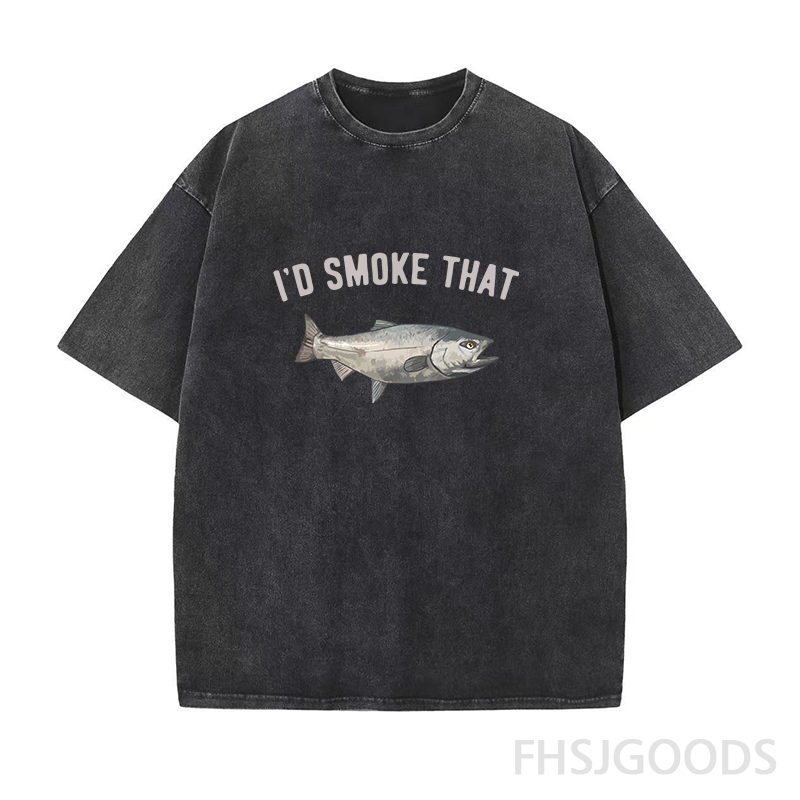 I'd Smoke That Salmon Fishing Unisex Distressed T-Shirt