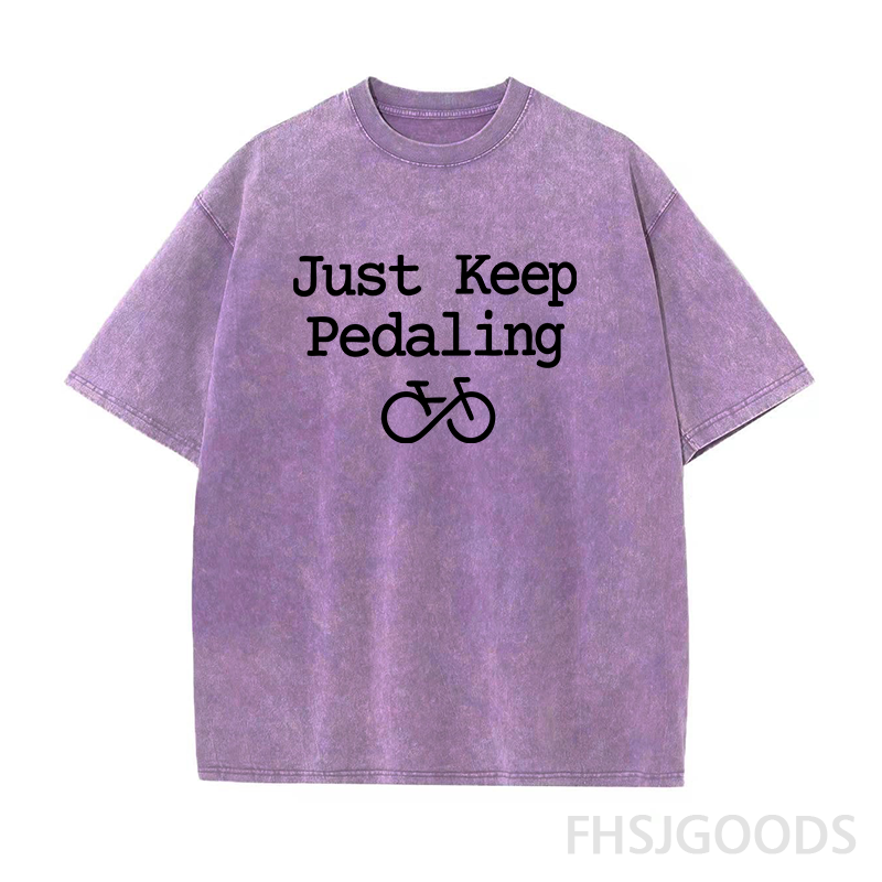 Just Keep Pedaling Cycling Unisex Distressed T-Shirt
