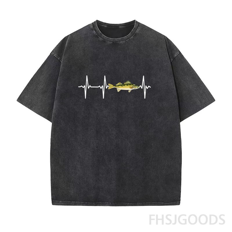 Walleye Heartbeat Unisex Distressed T-Shirt