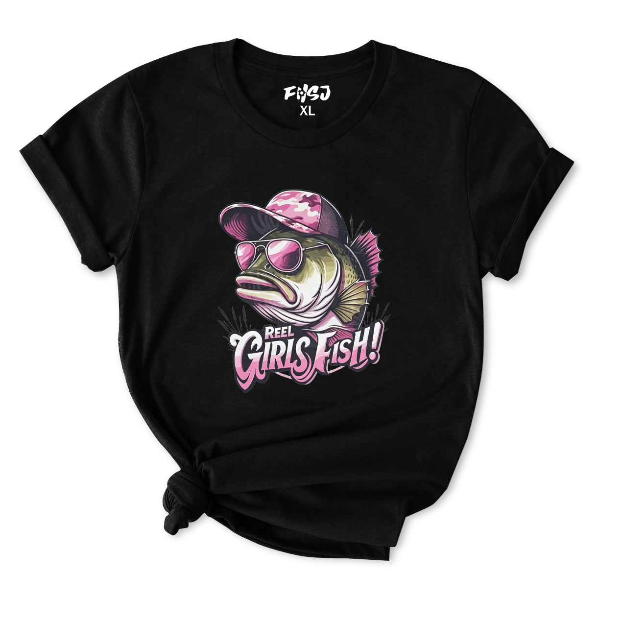 Cool Sunglass Fish Reel Girls Fish T-Shirt for Women