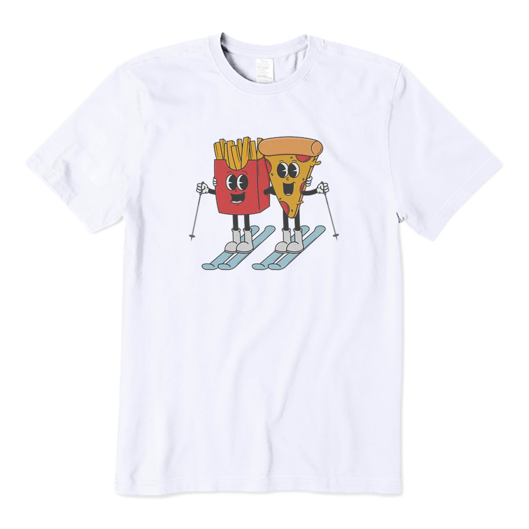 Pizza and French Fry Skiing T-shirt