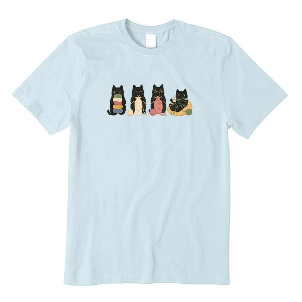 Black Cats Knitting T-Shirt