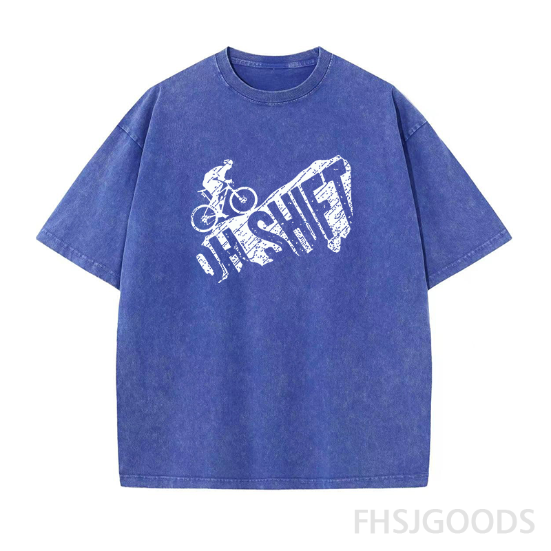 Oh Shift Mountain Biking Unisex Distressed T-Shirt