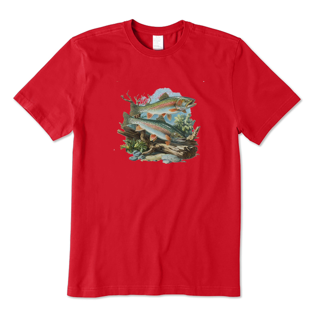 Retro Rainbow Trout Underwater Scene T-Shirt