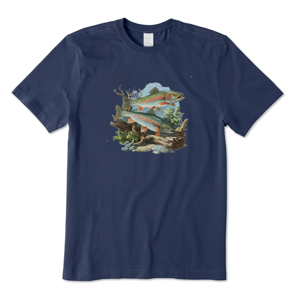 Retro Rainbow Trout Underwater Scene T-Shirt