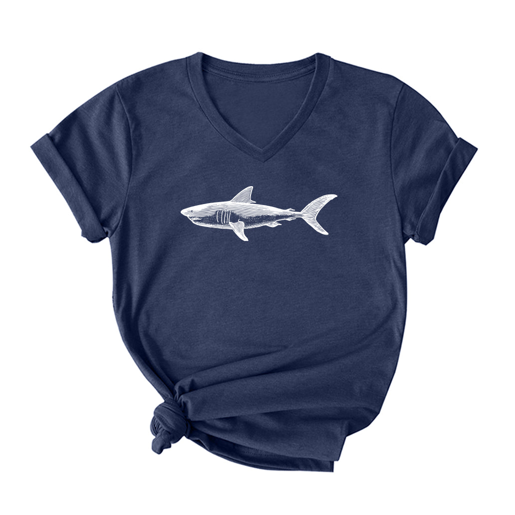 Ocean Shark V Neck T-Shirt for Women