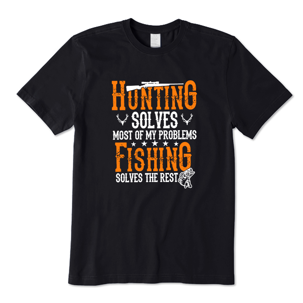 Retro Hunting Solves Most of My Problems Fishing Solves The Rest T-shirt