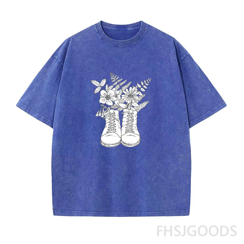 Hiking Boots & Wildflowers Unisex Distressed T-Shirt