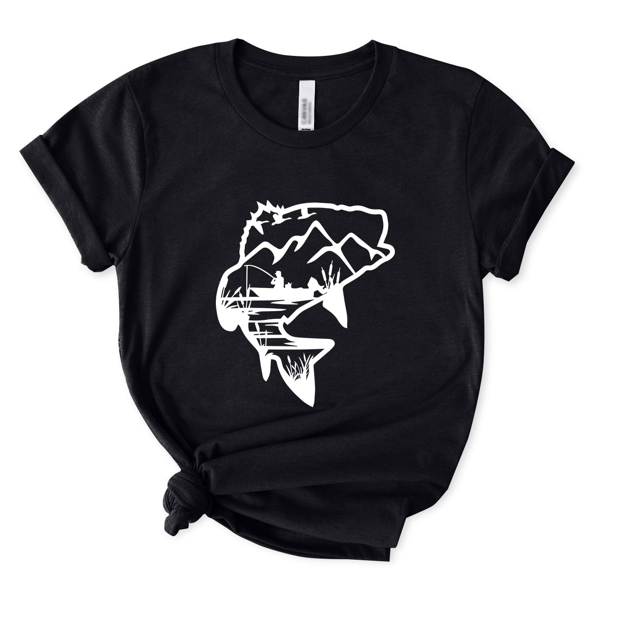 Bass Fishing Landscape T-Shirt for women