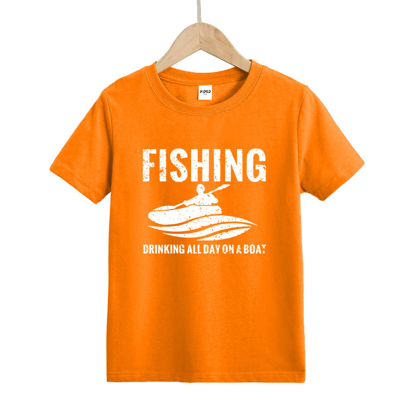 Fishing and Drinking All Day on A Boat Kids T-Shirt
