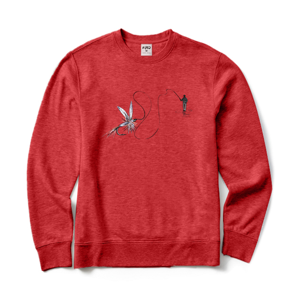 Vintage Fly Fisherman And Fly Pattern Crewneck Sweatshirt