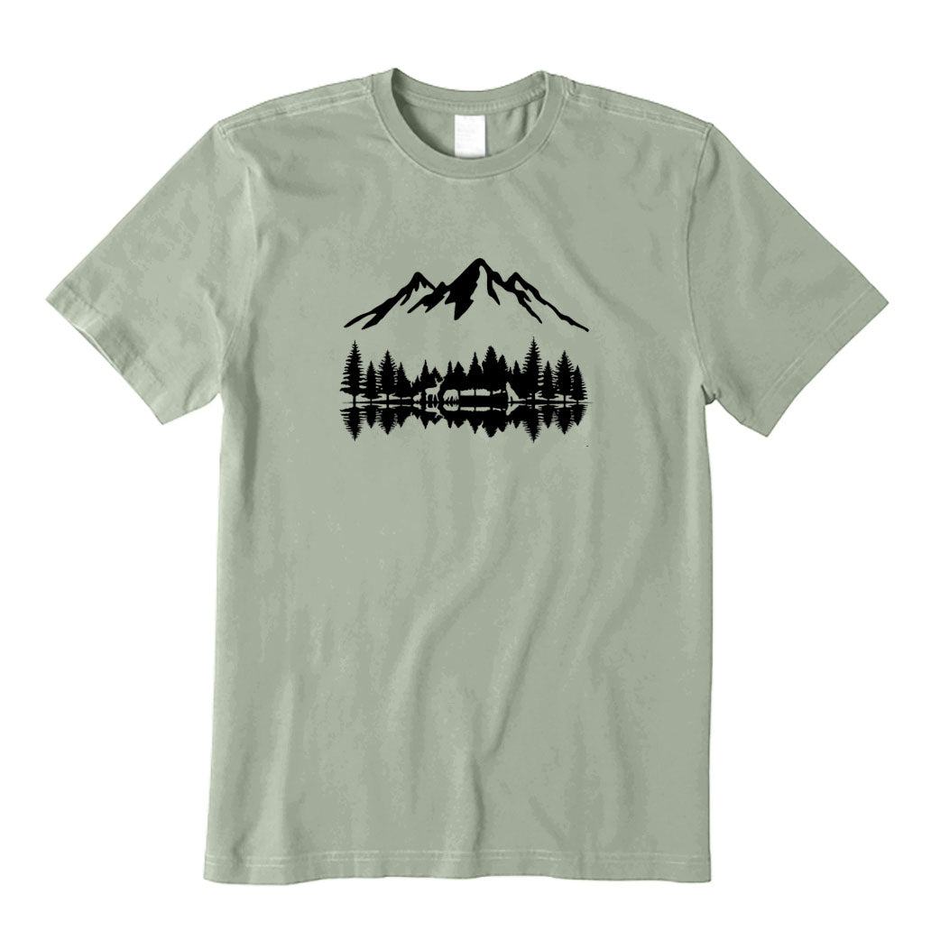 Mountains and Forest Lake Animal Reflections T-Shirt