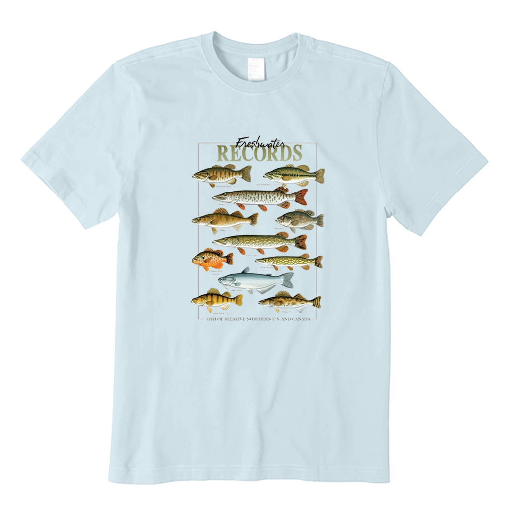 Freshwater Records Fish of US and Northern Canada Walleye Bass Fishing T-Shirt