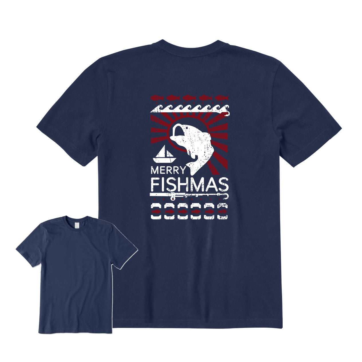 Merry Fishmas Back Graphic T-Shirt