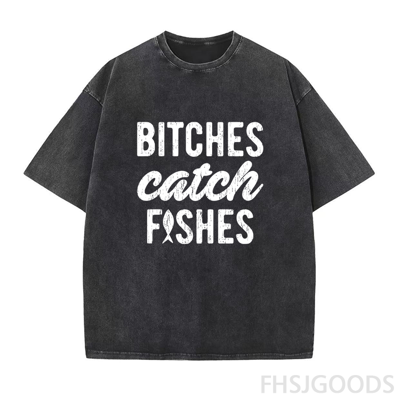 Bitches Catch Fishes Unisex Distressed T-Shirt