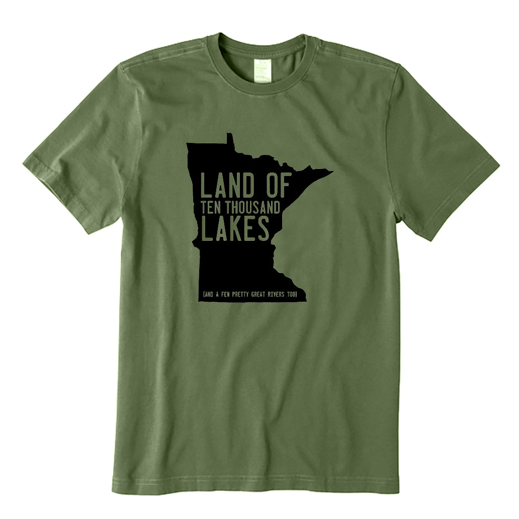 Land of Ten Thousand Lakes in Black T-Shirt