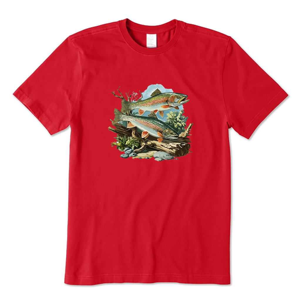 Retro Rainbow Trout Underwater Scene T-Shirt
