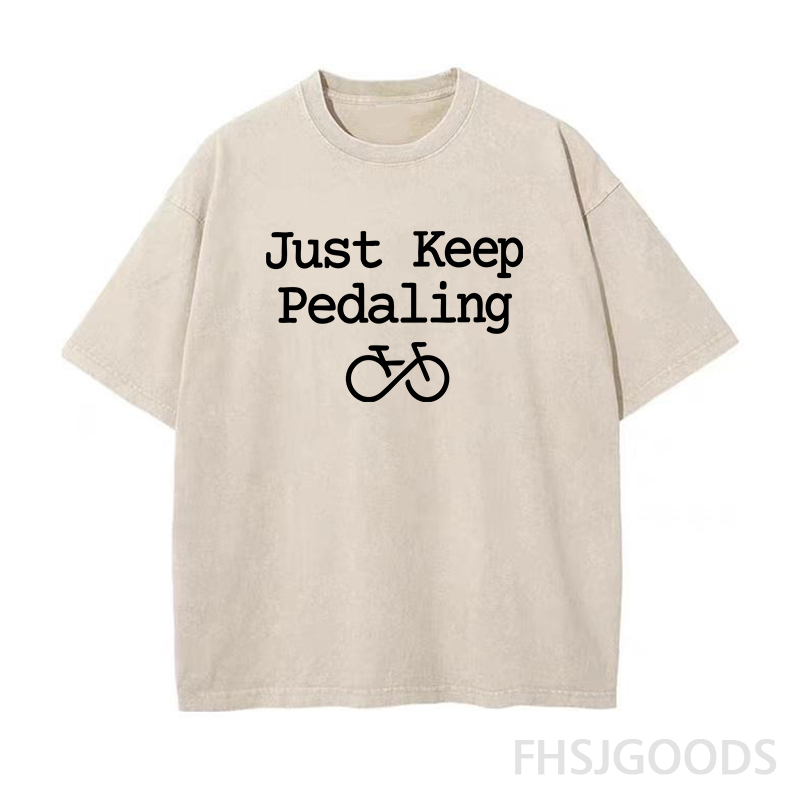 Just Keep Pedaling Cycling Unisex Distressed T-Shirt