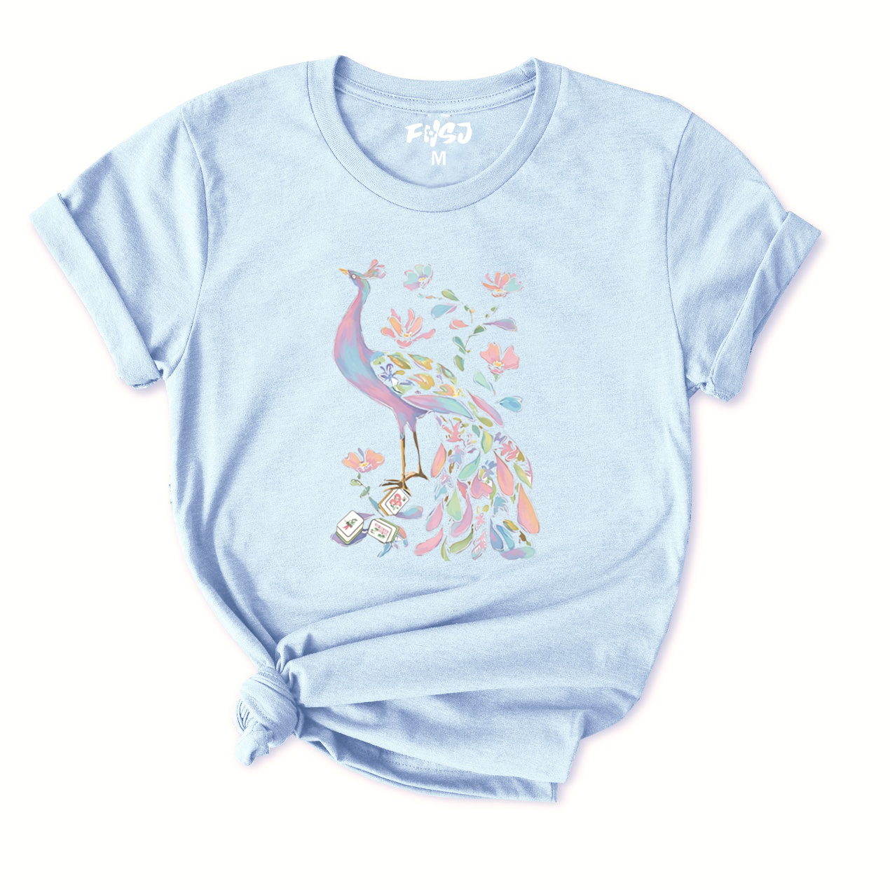 Pastel Peacock Mahjong T-Shirt for Women