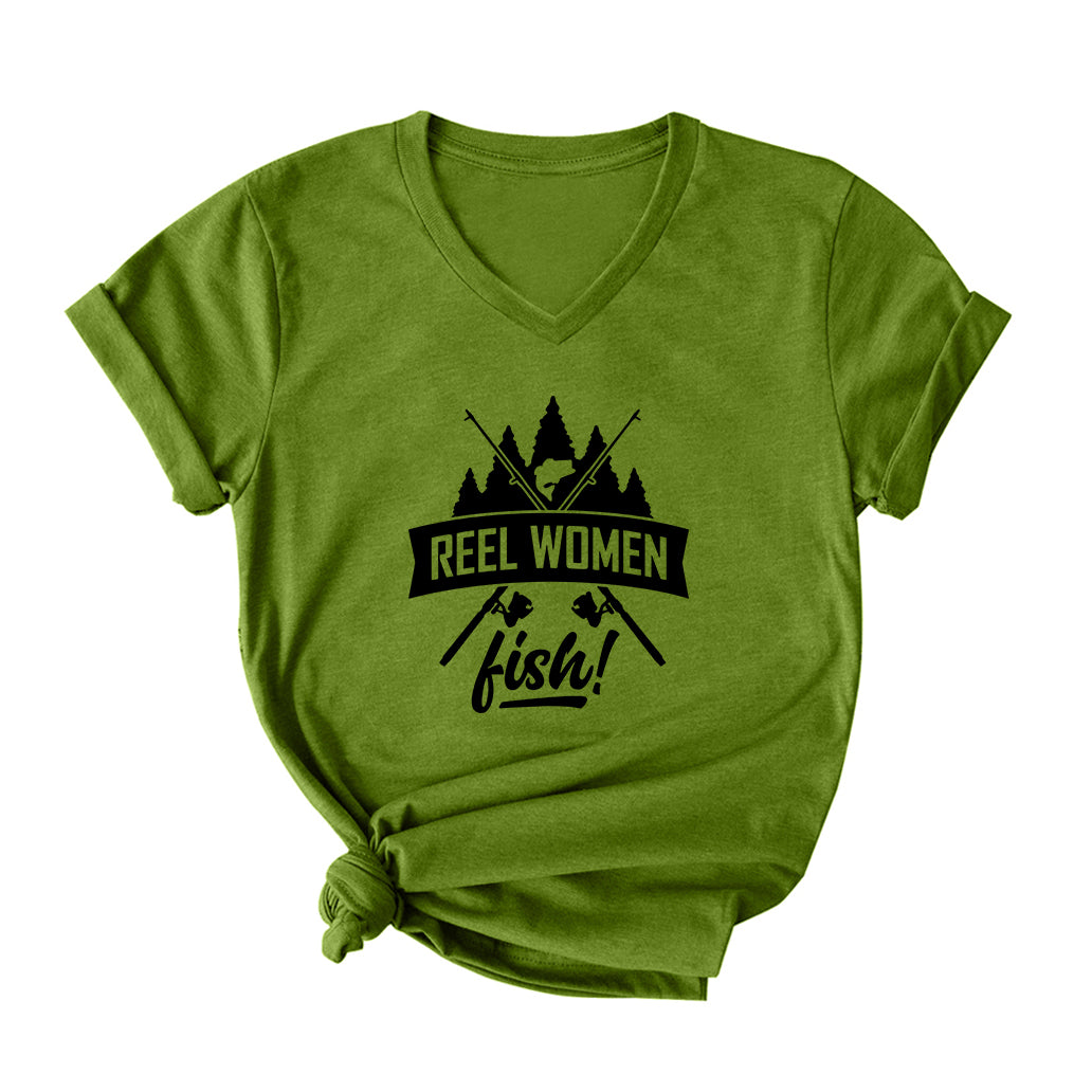 REEL WOMEN FISH V Neck T-Shirt for Women