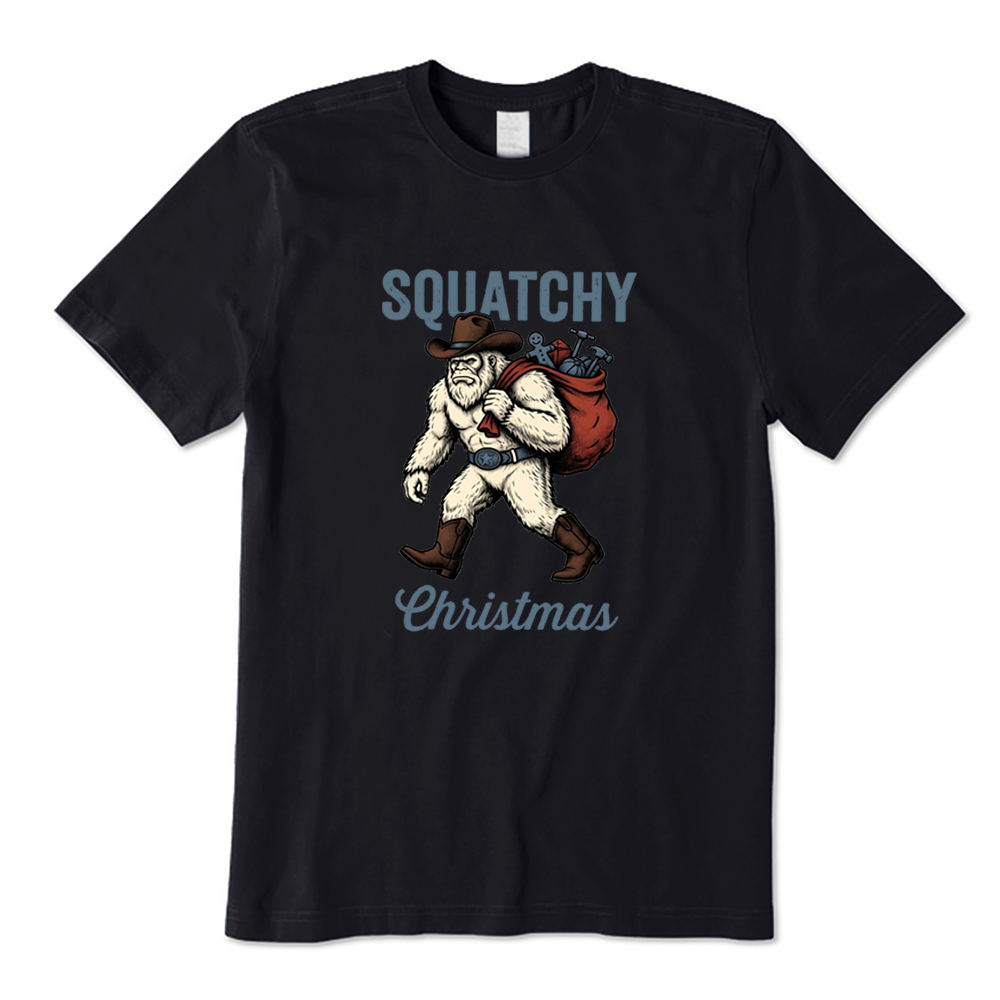 Squatchy Christmas Bigfoot Cowboy Christmas T-Shirt