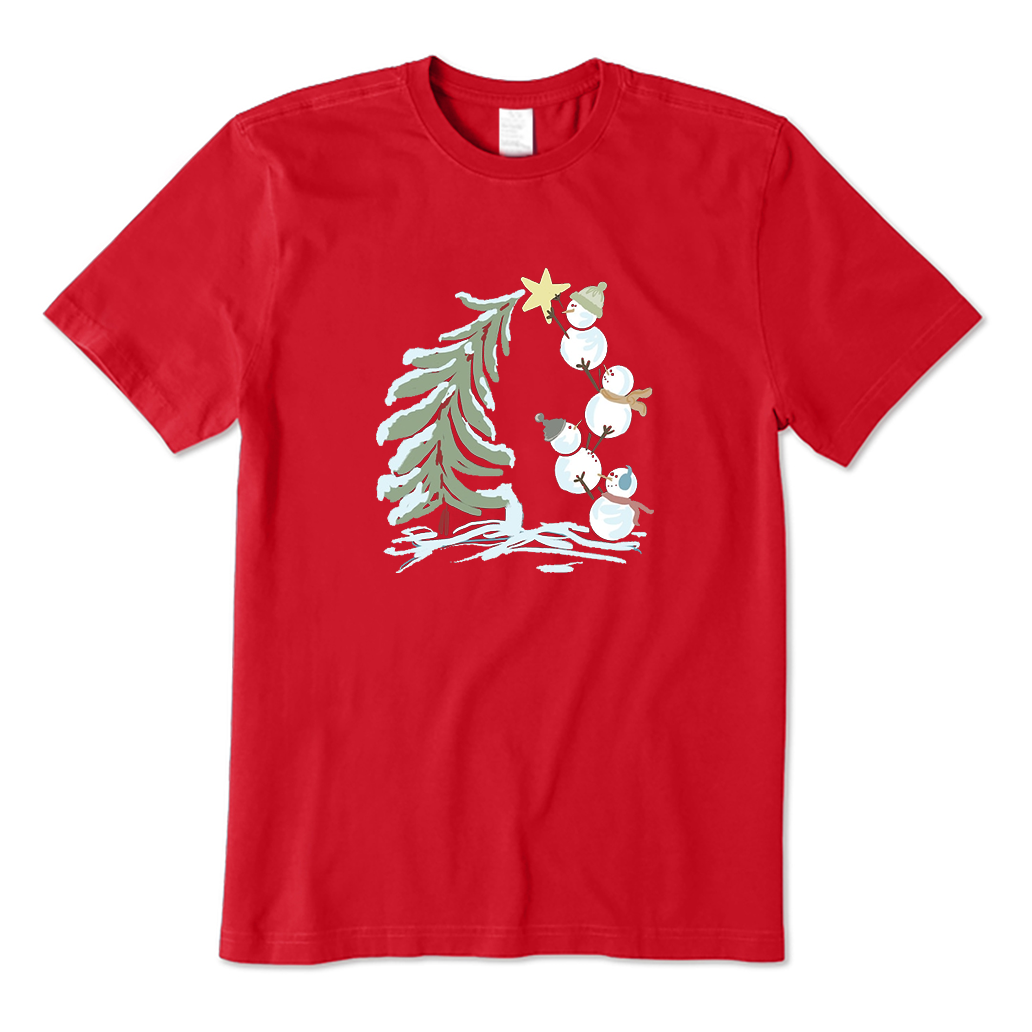 Snowman Stacking Christmas Tree T-Shirt