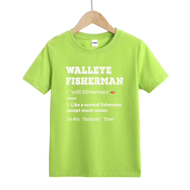 Walleye Fisherman Kids T-Shirt