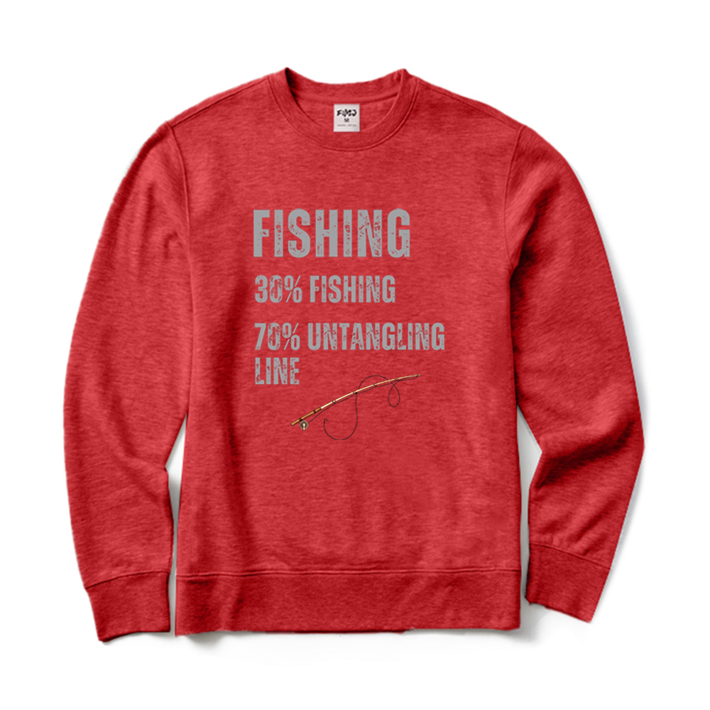 Fishing 30% Fishing 70% Untangling Line Funny Graphic Crewneck Sweatshirt