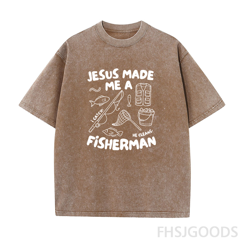 Jesus Made Me A Fisherman Unisex Distressed T-Shirt