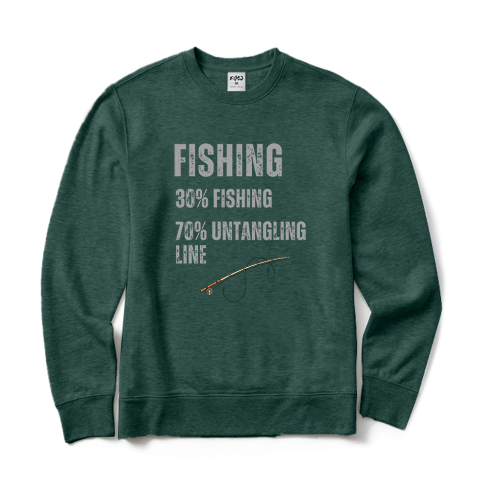Fishing 30% Fishing 70% Untangling Line Funny Graphic Crewneck Sweatshirt