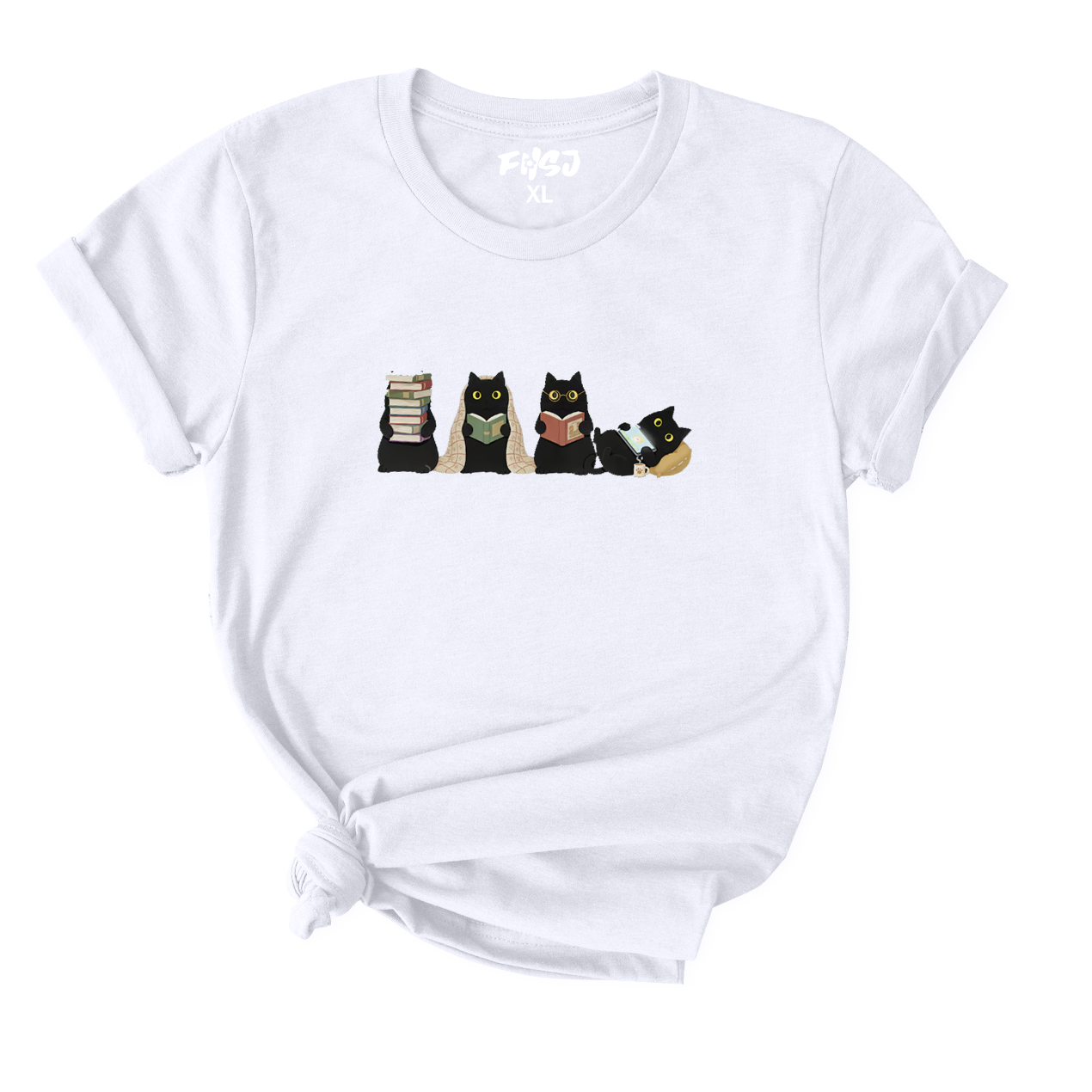 Black Cats Reading T-Shirt for Women