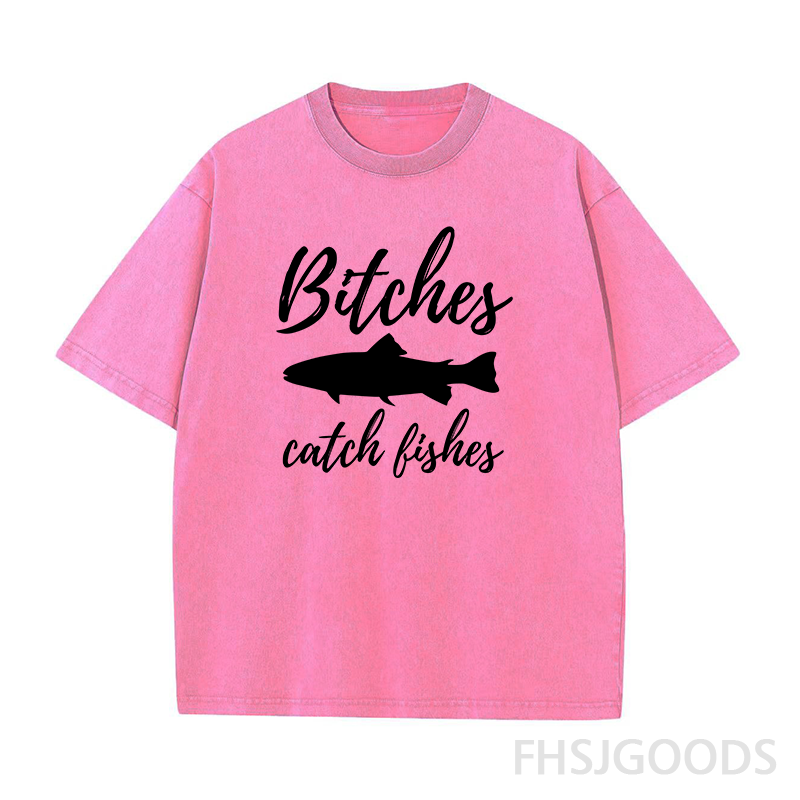 Bitches Catch Fishes Unisex Distressed T-Shirt