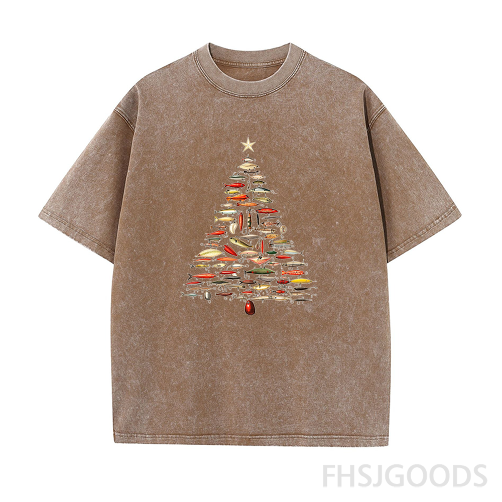 Fishing Lure Christmas Tree Unisex Distressed T-Shirt