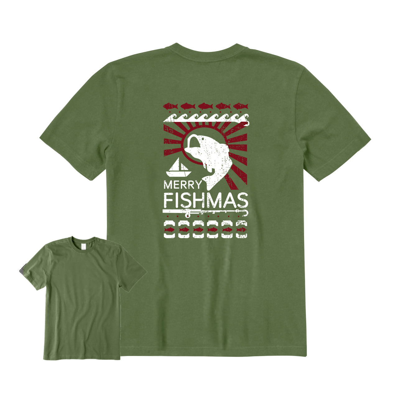 Merry Fishmas Back Graphic T-Shirt