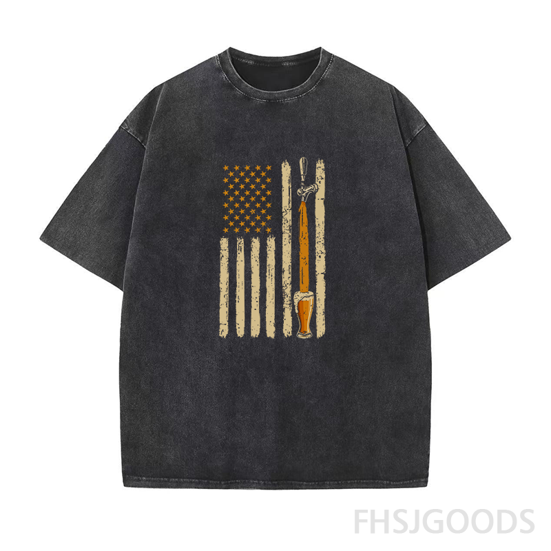 American Flag Craft Beer Unisex Distressed T-Shirt