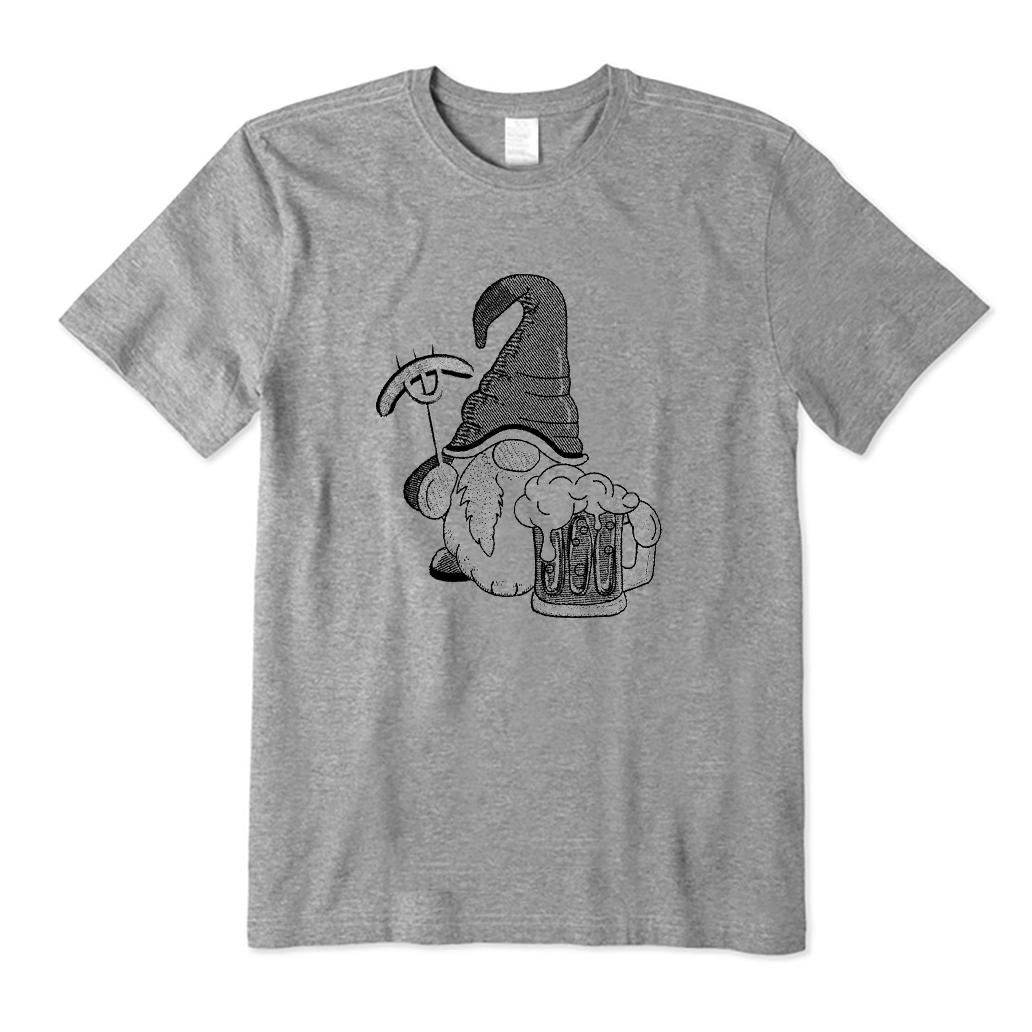Beer BBQ Gnome Embroidery T-Shirt