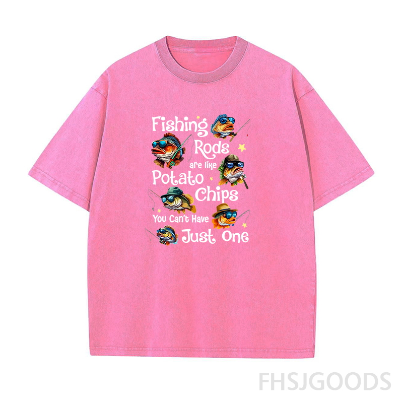 Fishing Rods Are Like Potato Chips, You Can't Have Just One Unisex Distressed T-Shirt