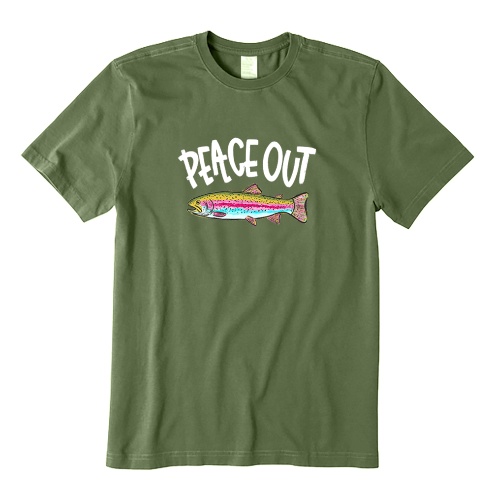Peace Out Rainbow Trout Fishing T-Shirt