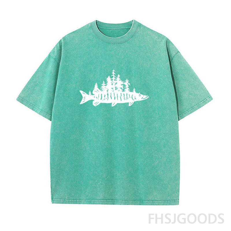 Fishing Forest Unisex Distressed T-Shirt