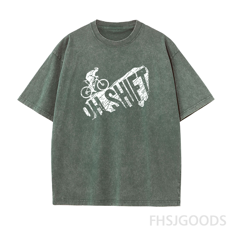 Oh Shift Mountain Biking Unisex Distressed T-Shirt