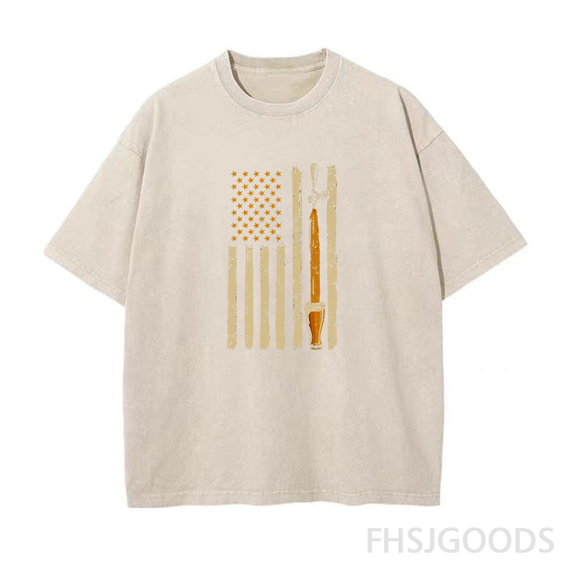American Flag Craft Beer Unisex Distressed T-Shirt