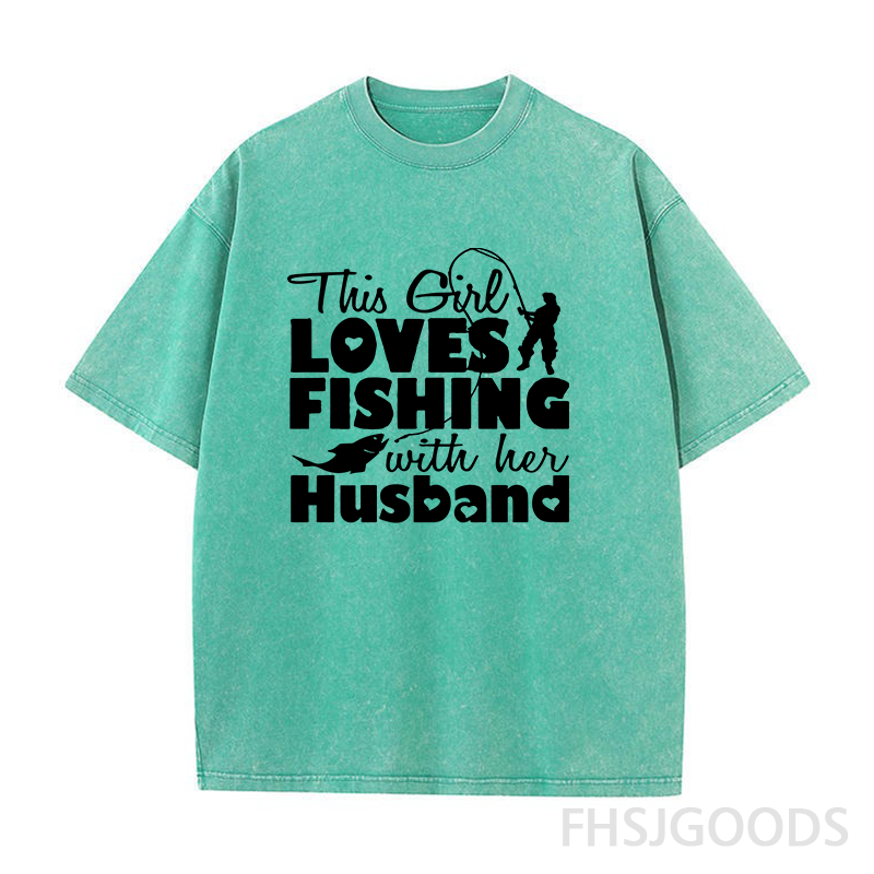 This Girl Love Fishing with Husband Unisex Distressed T-Shirt