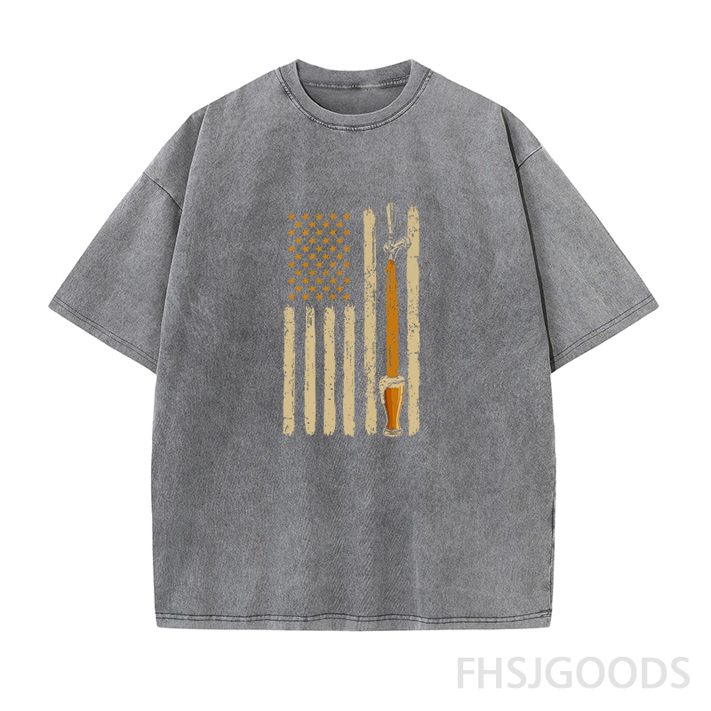 American Flag Craft Beer Unisex Distressed T-Shirt