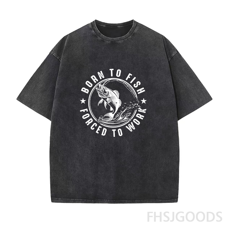 Born To Fish Forced To Work Unisex Distressed T-Shirt