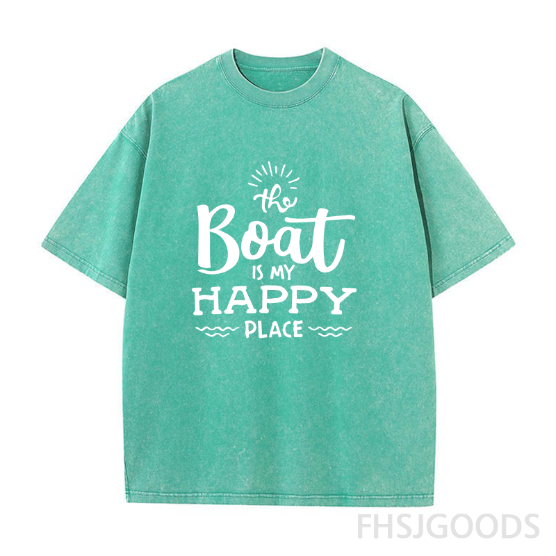 The Boat Is My Happy Place Unisex Distressed T-Shirt