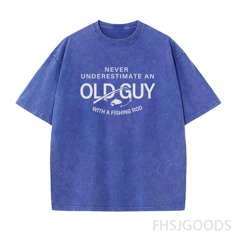 Never Underestimate An Old Guy with A Fishing Rod Unisex Distressed T-Shirt