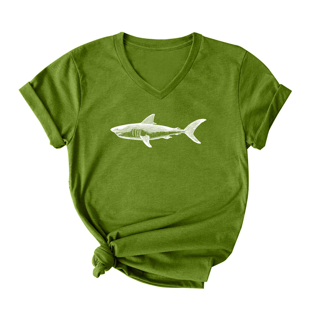 Ocean Shark V Neck T-Shirt for Women