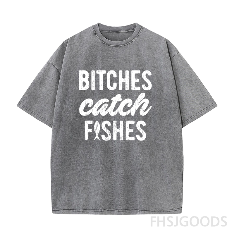 Bitches Catch Fishes Unisex Distressed T-Shirt